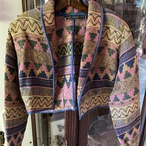 Vintage 80s Woven Textile Cropped Jacket Size S